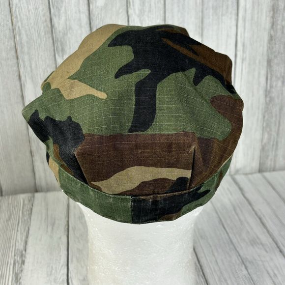 Military Army Woodland Camouflage‎ Utility Cap Hat Size Medium Camo Eagle - Picture 3 of 11